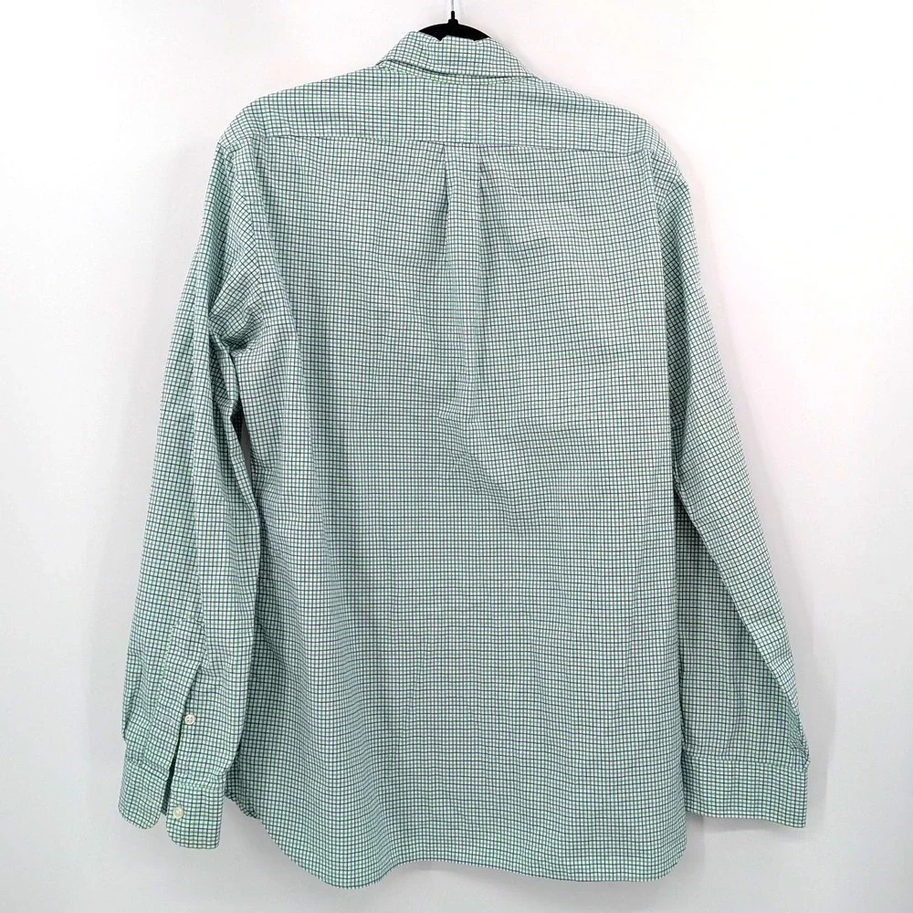 Ralph Lauren Boys Green Blue Gingham Preppy‎ Button Down Shirt Size 16